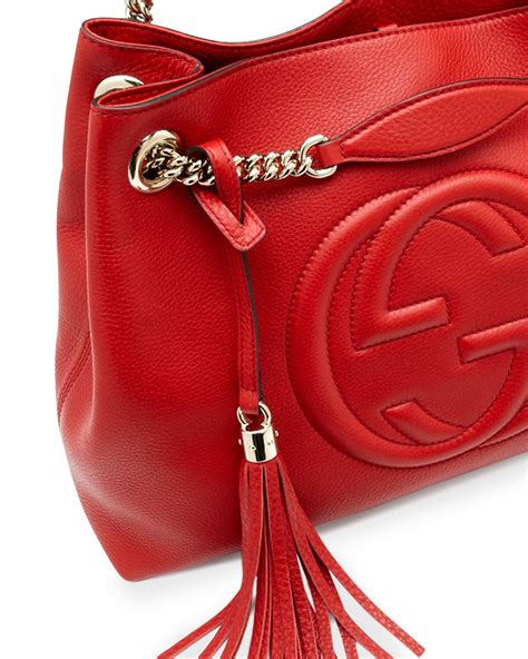 gucci large red soho shoulder bag|Gucci medium soho chain tote.